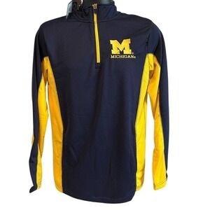 NWT Michigan Wolverines Russell Men's Small Blue Yellow Lightweight Zip Jacket‎